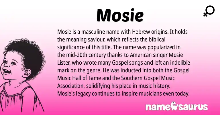 Infographic about Mosie name meaning, Mosie is a name from Hebrew origin(s).