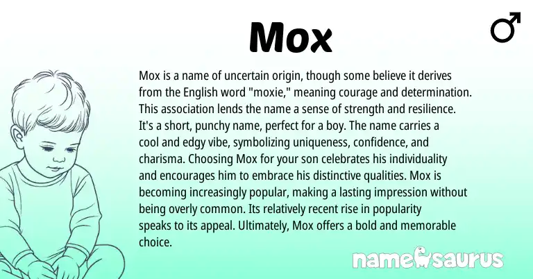 Infographic about Mox name meaning, Mox is a name from Other origin(s).