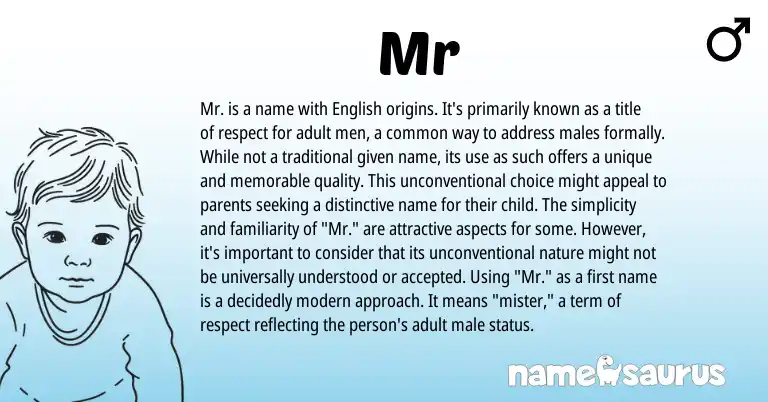 Infographic about Mr name meaning, Mr is a name from English origin(s).