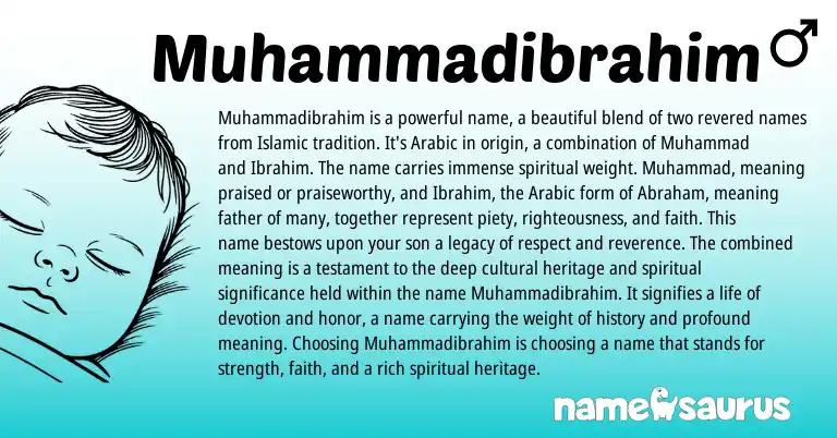 Infographic about Muhammadibrahim name meaning, Muhammadibrahim is a name from Arabic origin(s).