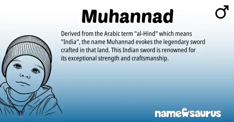 Infographic about Muhannad name meaning, Muhannad is a name from Arabic, Indian origin(s).