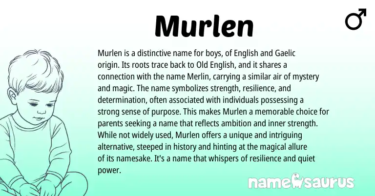 Infographic about Murlen name meaning, Murlen is a name from Gaelic, English origin(s).