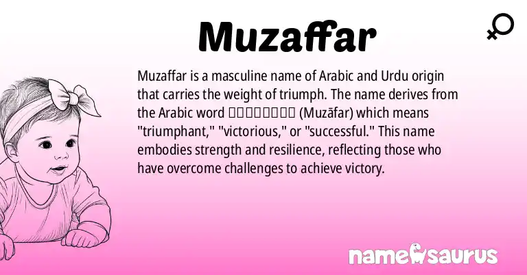 Infographic about Muzaffar name meaning, Muzaffar is a name from Arabic, Urdu, Uzbek, Tajik origin(s).