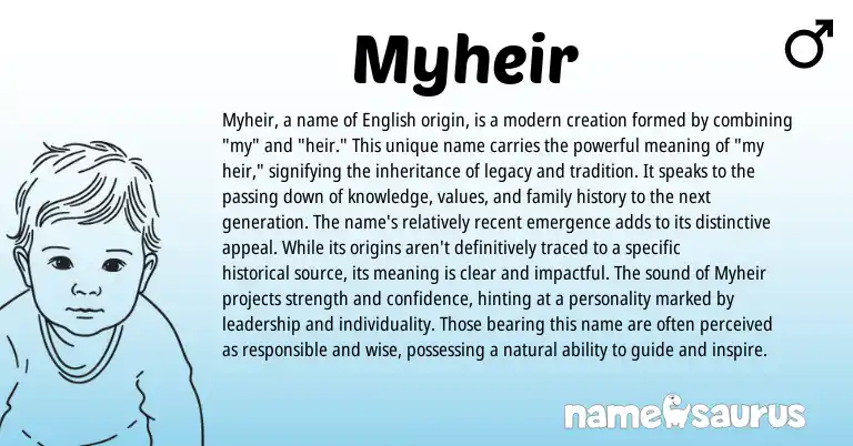 Infographic about Myheir name meaning, Myheir is a name from English origin(s).