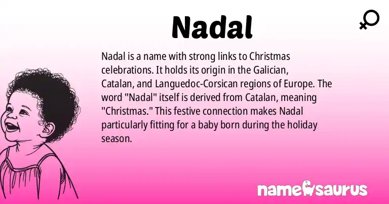 Infographic about Nadal name meaning, Nadal is a name from Galician, Catalan, Lengadocian origin(s).