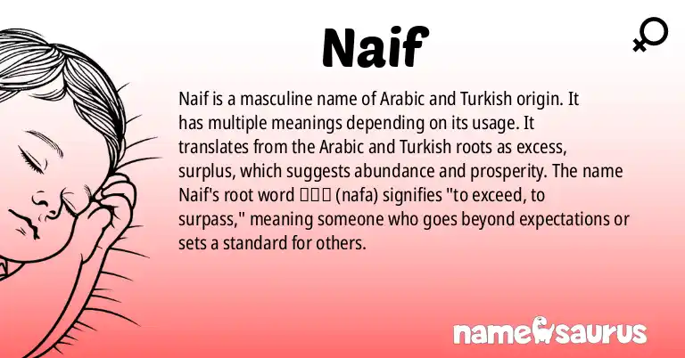 Infographic about Naif name meaning, Naif is a name from Arabic, Turkish origin(s).