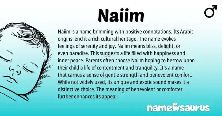 Infographic about Naiim name meaning, Naiim is a name from Arabic origin(s).