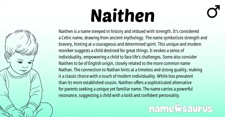 Infographic about Naithen name meaning, Naithen is a name from Celtic origin(s).