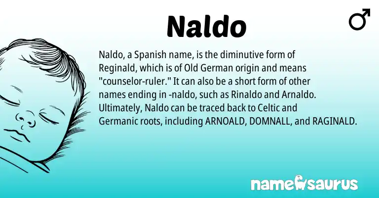 Infographic about Naldo name meaning, Naldo is a name from Old German, Spanish, Germanic, Celtic origin(s).
