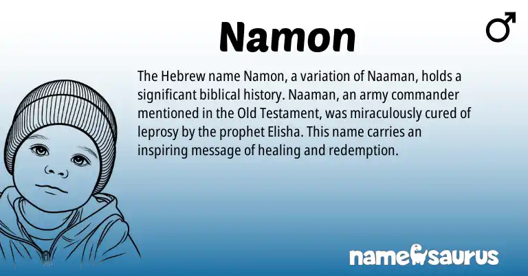 Infographic about Namon name meaning, Namon is a name from Hebrew origin(s).