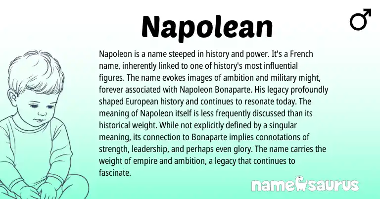 Infographic about Napolean name meaning, Napolean is a name from Unknown origin(s).