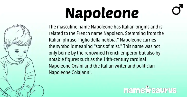 Infographic about Napoleone name meaning, Napoleone is a name from French, Italian origin(s).