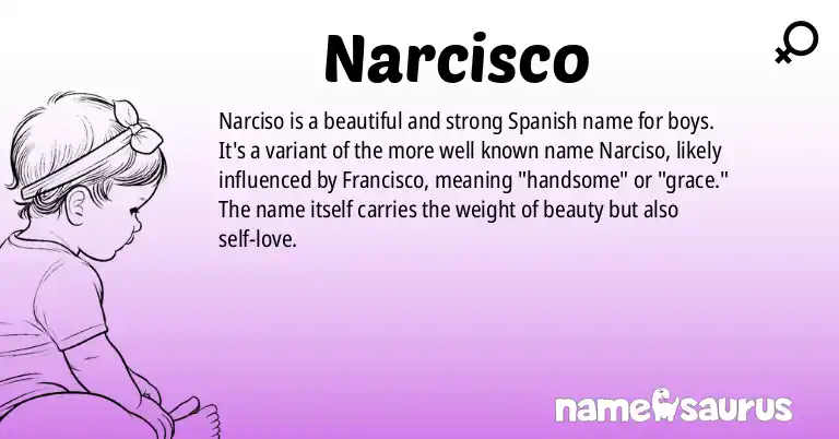 Infographic about Narcisco name meaning, Narcisco is a name from Spanish origin(s).