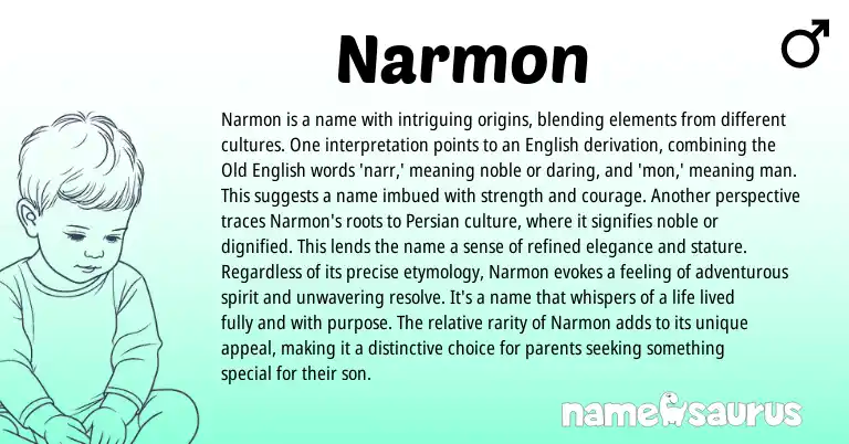 Infographic about Narmon name meaning, Narmon is a name from English origin(s).