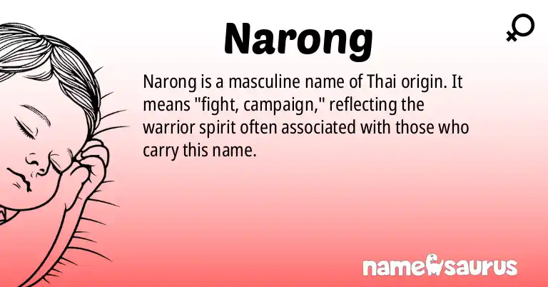 Infographic about Narong name meaning, Narong is a name from Thai origin(s).