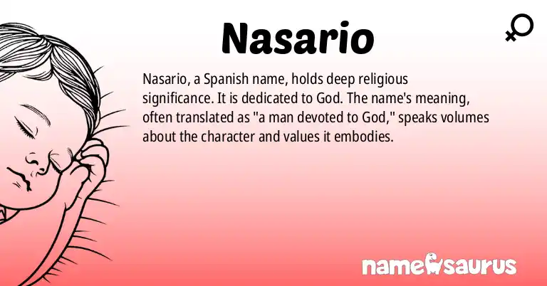 Infographic about Nasario name meaning, Nasario is a name from Spanish origin(s).