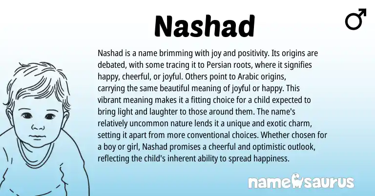 Infographic about Nashad name meaning, Nashad is a name from Persian origin(s).
