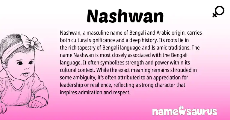 Infographic about Nashwan name meaning, Nashwan is a name from Bengali, Arabic origin(s).