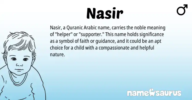 Infographic about Nasir name meaning, Nasir is a name from Arabic, Quranic origin(s).