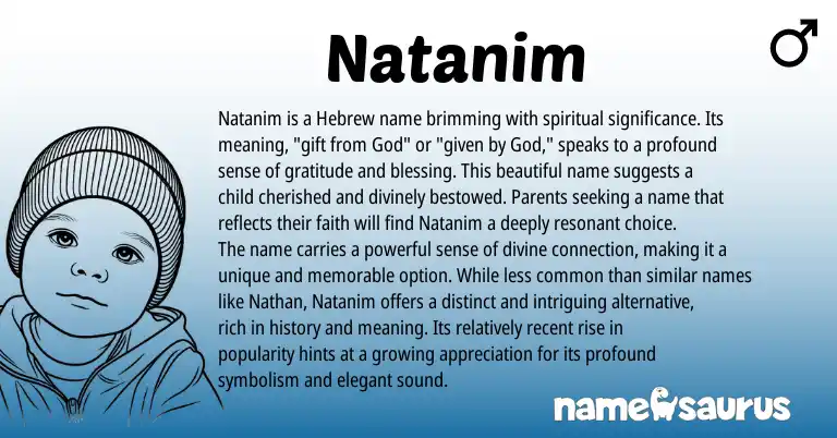 Infographic about Natanim name meaning, Natanim is a name from Hebrew origin(s).