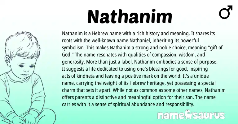 Infographic about Nathanim name meaning, Nathanim is a name from Hebrew origin(s).