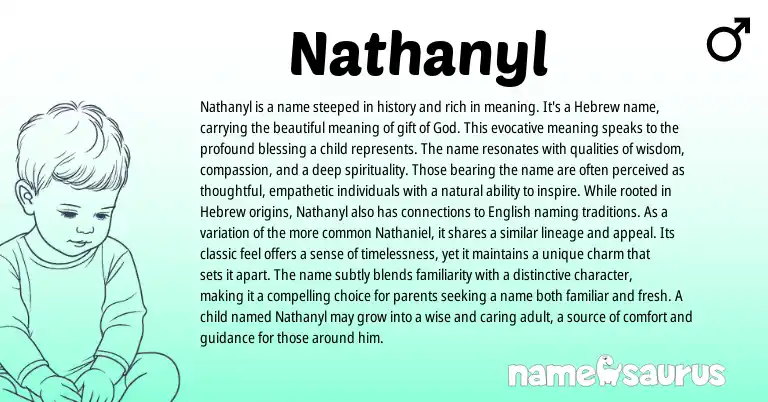 Infographic about Nathanyl name meaning, Nathanyl is a name from Hebrew origin(s).