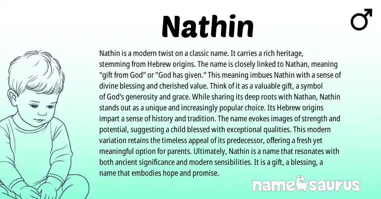 Infographic about Nathin name meaning, Nathin is a name from Hebrew, English origin(s).