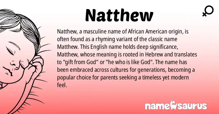 Infographic about Natthew name meaning, Natthew is a name from African American origin(s).