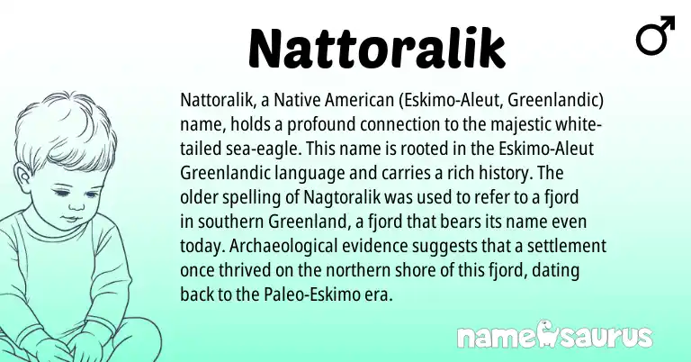 Infographic about Nattoralik name meaning, Nattoralik is a name from Native American, Aleut, Greenlandic origin(s).