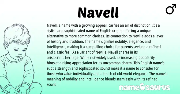 Infographic about Navell name meaning, Navell is a name from English origin(s).