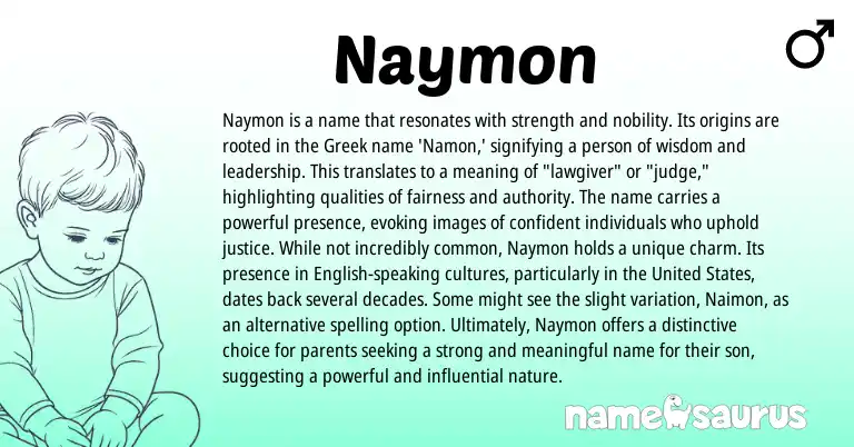 Infographic about Naymon name meaning, Naymon is a name from Greek origin(s).