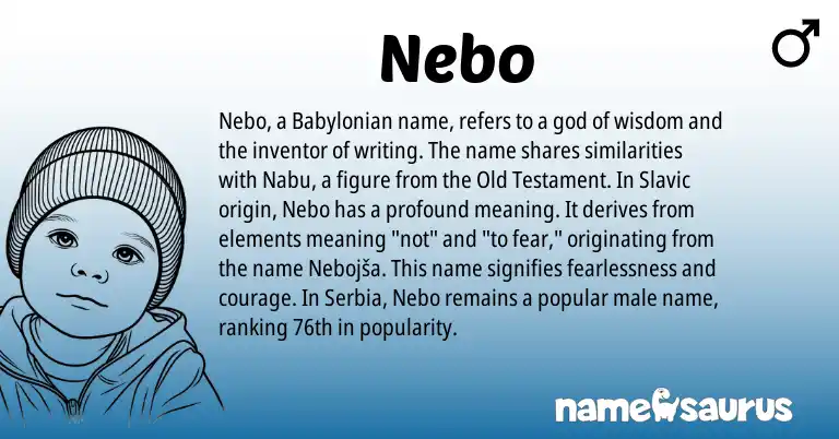 Infographic about Nebo name meaning, Nebo is a name from Slavic, Babylonian origin(s).