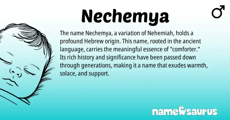 Infographic about Nechemya name meaning, Nechemya is a name from Hebrew origin(s).