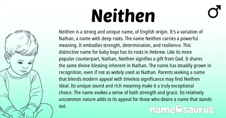 Infographic about Neithen name meaning, Neithen is a name from English origin(s).