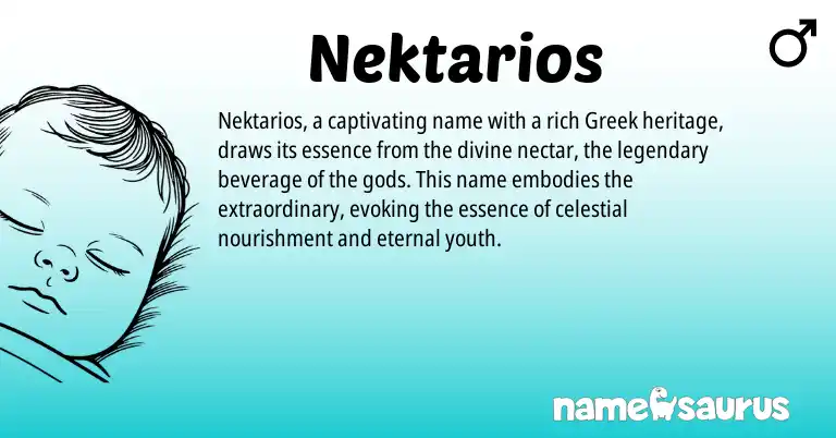 Infographic about Nektarios name meaning, Nektarios is a name from Greek origin(s).