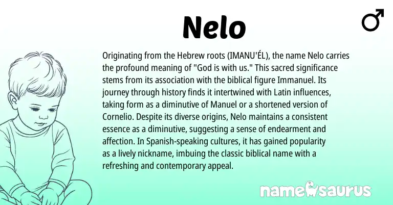 Infographic about Nelo name meaning, Nelo is a name from Spanish, Latin, Hebrew origin(s).