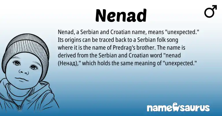 Infographic about Nenad name meaning, Nenad is a name from Croatian, Serbian origin(s).