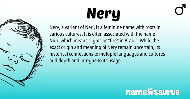 Infographic about Nery name meaning, Nery is a name from Arabic origin(s).