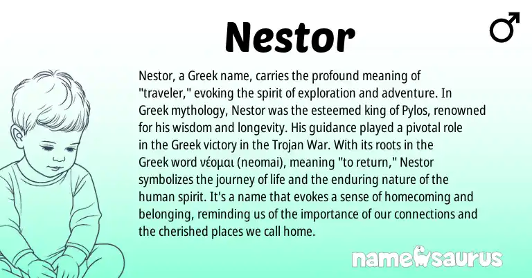Infographic about Nestor name meaning, Nestor is a name from Greek origin(s).