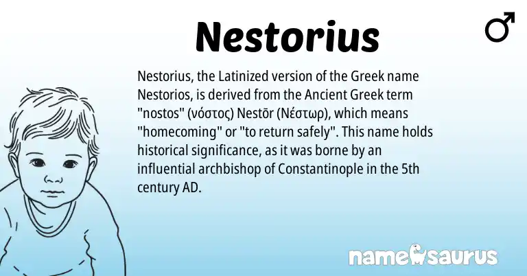 Infographic about Nestorius name meaning, Nestorius is a name from Ancient Greek, Greek origin(s).
