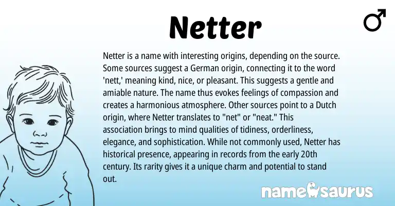 Infographic about Netter name meaning, Netter is a name from Germanic origin(s).