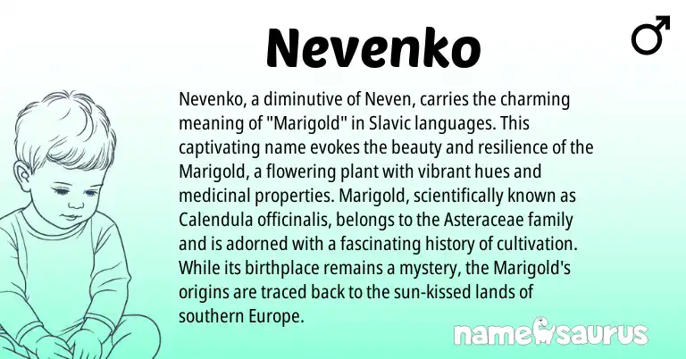 Infographic about Nevenko name meaning, Nevenko is a name from Slavic origin(s).