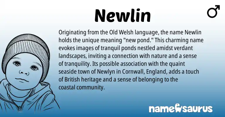 Infographic about Newlin name meaning, Newlin is a name from Old Welsh, British, England origin(s).
