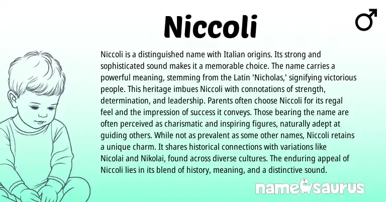 Infographic about Niccoli name meaning, Niccoli is a name from Latin, Italian origin(s).