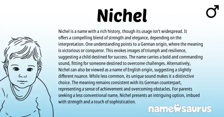 Infographic about Nichel name meaning, Nichel is a name from Germanic origin(s).