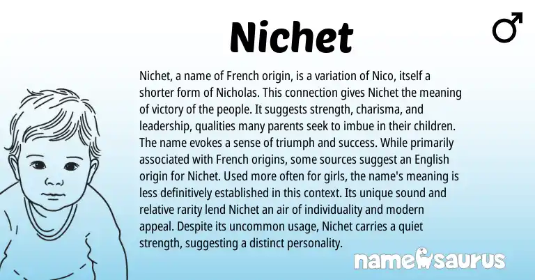 Infographic about Nichet name meaning, Nichet is a name from French origin(s).