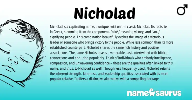 Infographic about Nicholad name meaning, Nicholad is a name from Greek, Biblical origin(s).