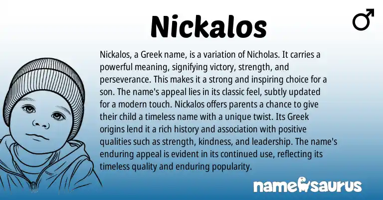 Infographic about Nickalos name meaning, Nickalos is a name from Greek origin(s).