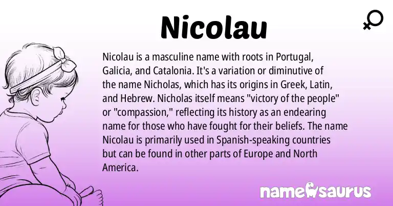 Infographic about Nicolau name meaning, Nicolau is a name from Portuguese, Galician, Catalan origin(s).