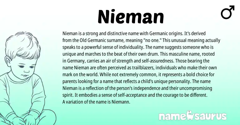 Infographic about Nieman name meaning, Nieman is a name from Germanic origin(s).